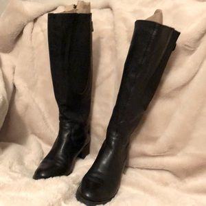 Etienne Aigner. Full grain leather knee boots, black, 6 or 6.5.